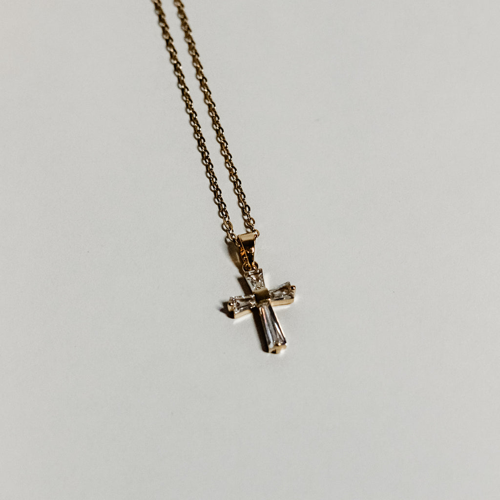 GILDED CROSS NECKLACE