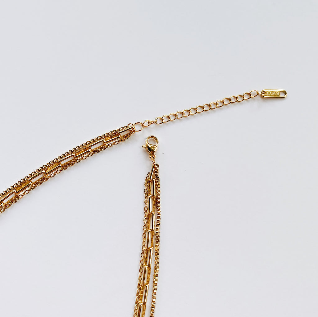 LAYERED TRIPLE CHAIN NECKLACE